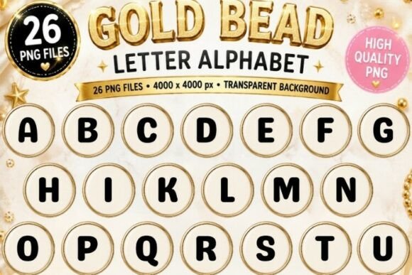 Download Gold Bead Alphabet PNG, Round Letter - Premium Resources