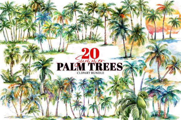 Download Summer Palm Trees Watercolor Sublimation - Watercolor sublimation Collection