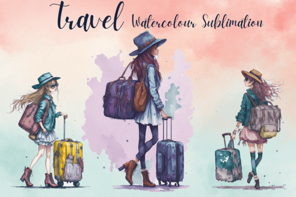 Download Travel WaterColor Sublimation Clipart - Watercolor sublimation Collection