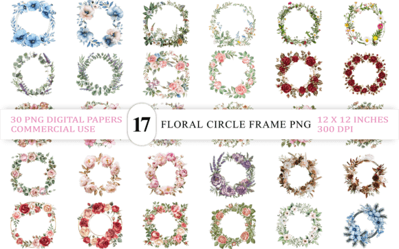 Download Feminine Floral Circle Frame - Circle Collection