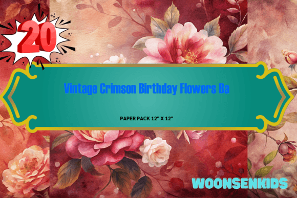 Download Beautiful Vintage Crimson Birthday Flowers Background Watercolor Png Kdp Digital Paper - Premium Resources