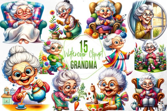 Download Grandma Watercolor Sublimation Clipart - Watercolor sublimation Collection
