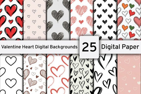 Download Valentine's Heart Digital Backgrounds - Valentine Collection