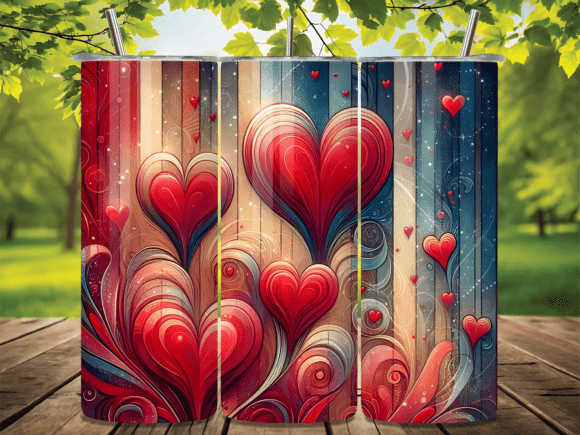 Download Abstract Wood Hearts Valentine Tumbler - Valentine Collection