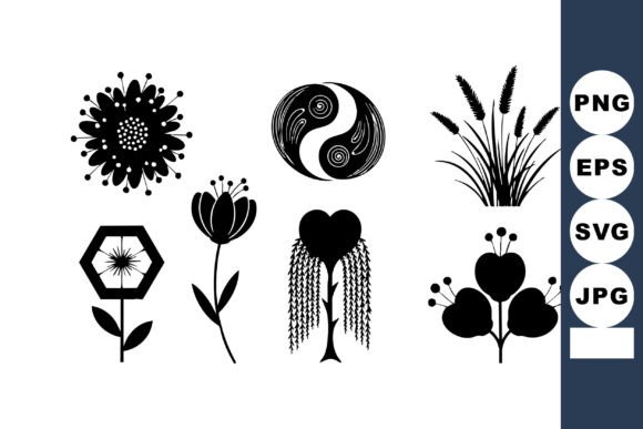 Download Black Silhouette Floral Design Elements - Floral design elements Collection